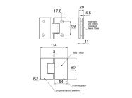 Петля 180* стекло-стекло GIFF Glass 303 без фаски PSS 304 черный матовый