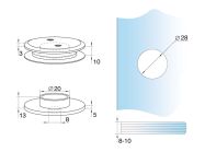 Точечный крепеж для стеклянных ограждений без зенковки (отступ 6 мм), нерж.сталь, матовый