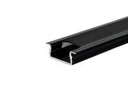 Профиль алюминиевый врезной для LED ленты LPV-7 B L=2000 черный (рассеиватель черный матовый LM-UB)