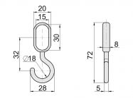 Гачок на овальну трубу закритий Ozkardesler хром