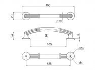Ручка скоба Virno Style Ethnics 312/128 золото/білий