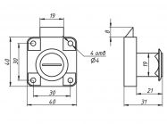 Замок мебельный накладной с собачкой GIFF 338 хром