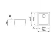 Мийка штучний камінь Elleci 380x440 Quadra 100 під стільницю Full Black G40