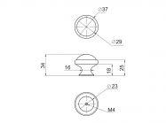 Ручка кнопка Virno Azure 100R BLC A0 античне срібло