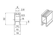 Профіль вертикальний закритий з пазом під щітку Slider LINE L=5300 золото