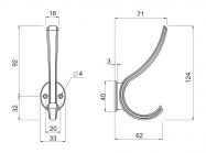 Крючок Gamet WR45-G0031 античное серебро