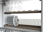 Сушка для посуду фасад 800 з алюмінієвою рамкою Inoxa Ellite 716 титан (2 полиці, піддон пластик титан)