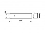 Заглушка стільниці FAB торцева права U-закруглена R-4 38х600 алюміній