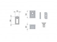 Штанга прямокутна зі вставкою гардеробна з кріпленням Volpato Stili L=1200 біла