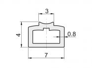 Ущільнювач в нижній направляючий профіль 7х4 прозорий матовий 100 м