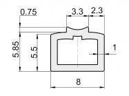Уплотнитель в нижний направляющий профиль 8х6 черный 100 м